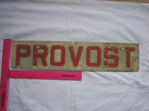WW2 Aluminium PROVOST Vehicle Sign