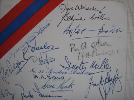 1962 Douglas Bader 23 Sqn.Reunion Dinner Autographs