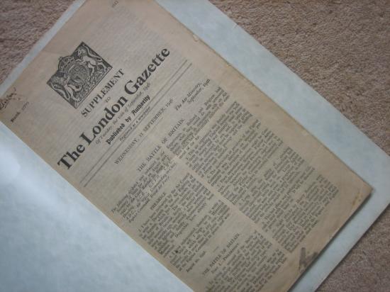 Battle of Britain London Gazette Supplement Sept 1946